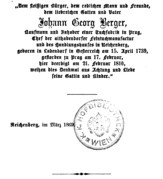 Kniha Die erste Fabrik in Reichenberg z roku 186